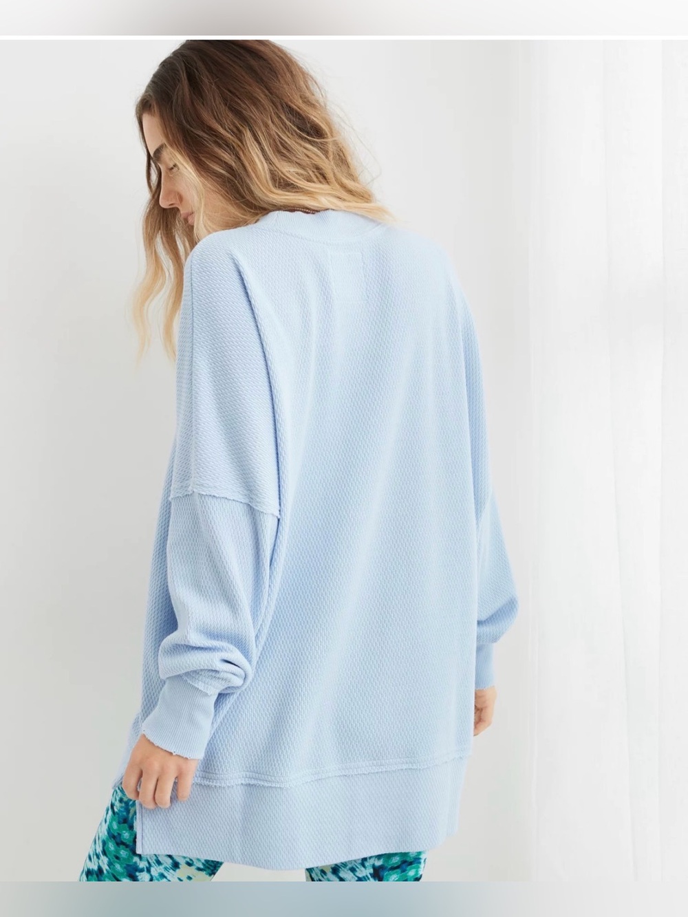 Aerie The Happiest Textured Oversized Crew Sweatshirt- Olive